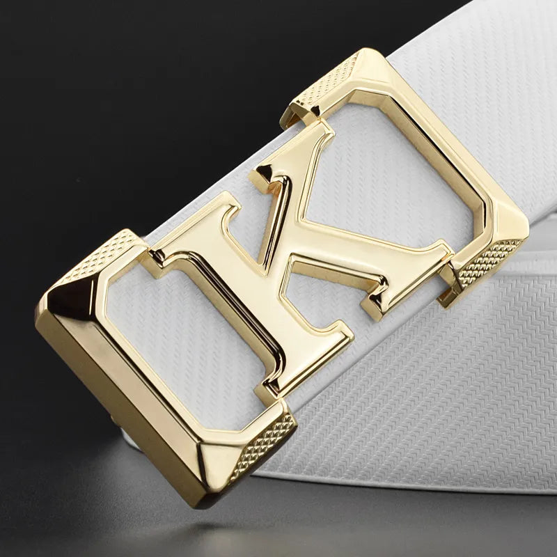 High Quality K designer mens belt black Letter Casual Genuine fashion Waist Strap leather White cintos masculinos ceinture homme