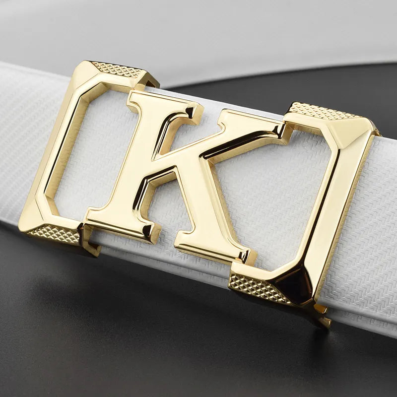 High Quality K designer mens belt black Letter Casual Genuine fashion Waist Strap leather White cintos masculinos ceinture homme