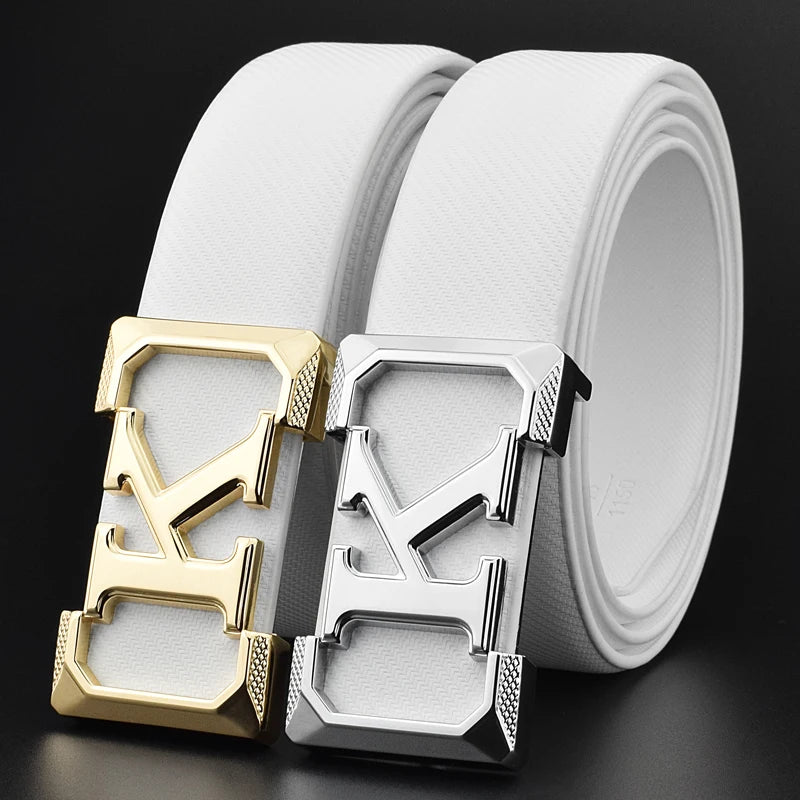 High Quality K designer mens belt black Letter Casual Genuine fashion Waist Strap leather White cintos masculinos ceinture homme