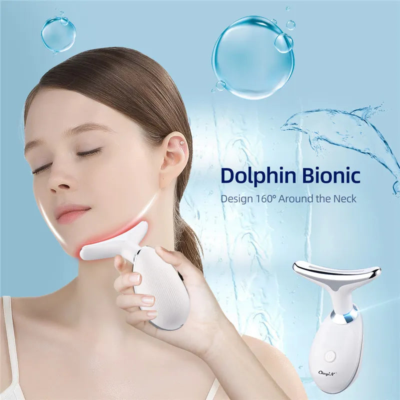 CkeyiN Neck Face Lifting Machine Face Massager Photon Therapy Eye Massage Tool Vibration Anti Wrinkle Double Chin Remover