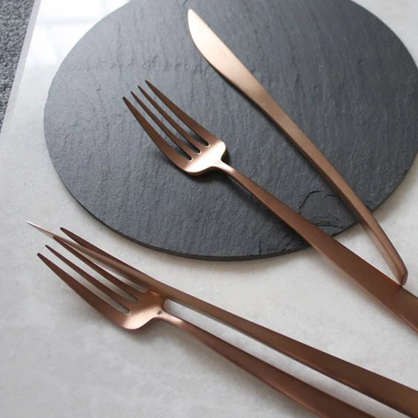 Cutipol | Duna Matte Copper Portugal Handmade Stainless Steel Knife, Fork and Spoon Dessert Dinner Tableware - Duna Matte Copper