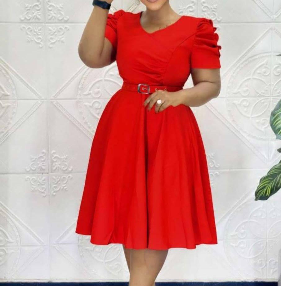 Lapel Three-quarter Sleeve Sheath Dress