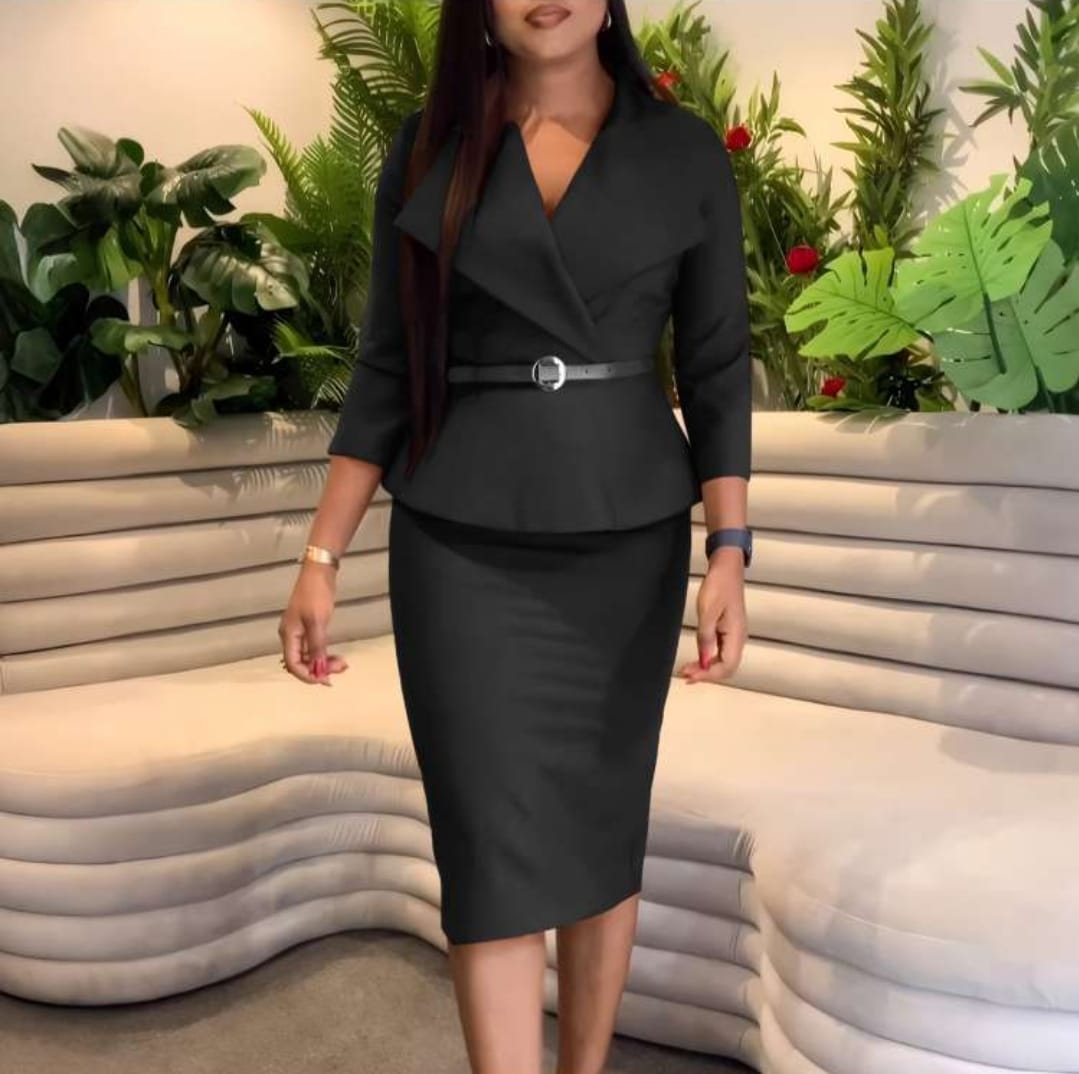 Swing V Neck Puff Sleeve Midi Dress With Belt
