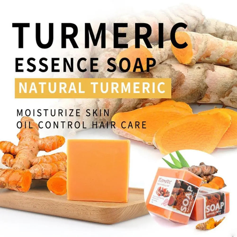 100g Turmeric Essential Oil Handmade Soap Face Wash Removal Acne Treatment