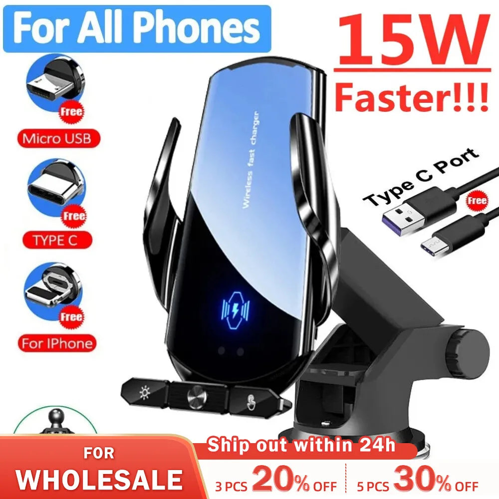 Car Wireless Charger Magnetic Fast Charging Station Air Vent Stand Car Phone Holder Mount For iPhone 15 14 13 12 Samsung Xiaomi