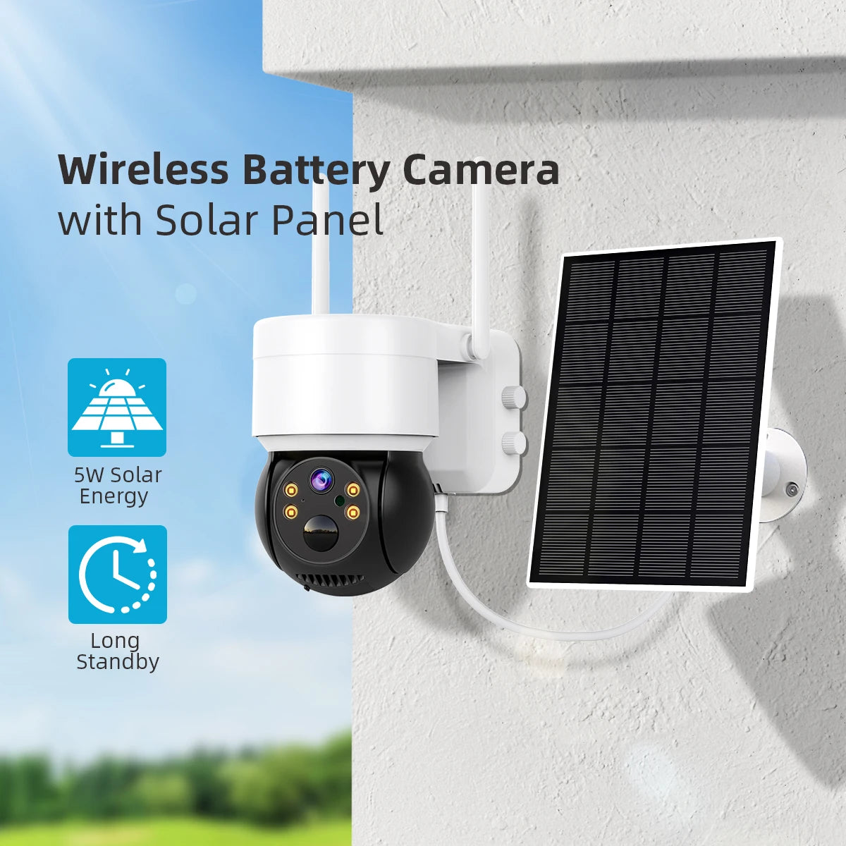 Solar Camera WIFI Outdoor HD Wireless Security CCTV Night Vision Human Detect PTZ Camera with Solar Panel