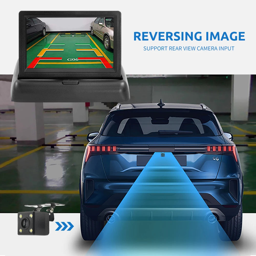 Car Monitor with Rear View Camera LED Backup for Vehicle Parking