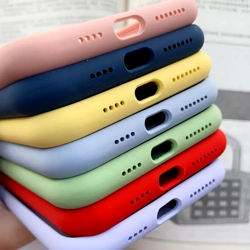 Original Official Logo Silicone Phone Cases for iPhone 11 12 13 14 Pro Max Skin for Apple iPhone 13 14 11 Full Cover Protector