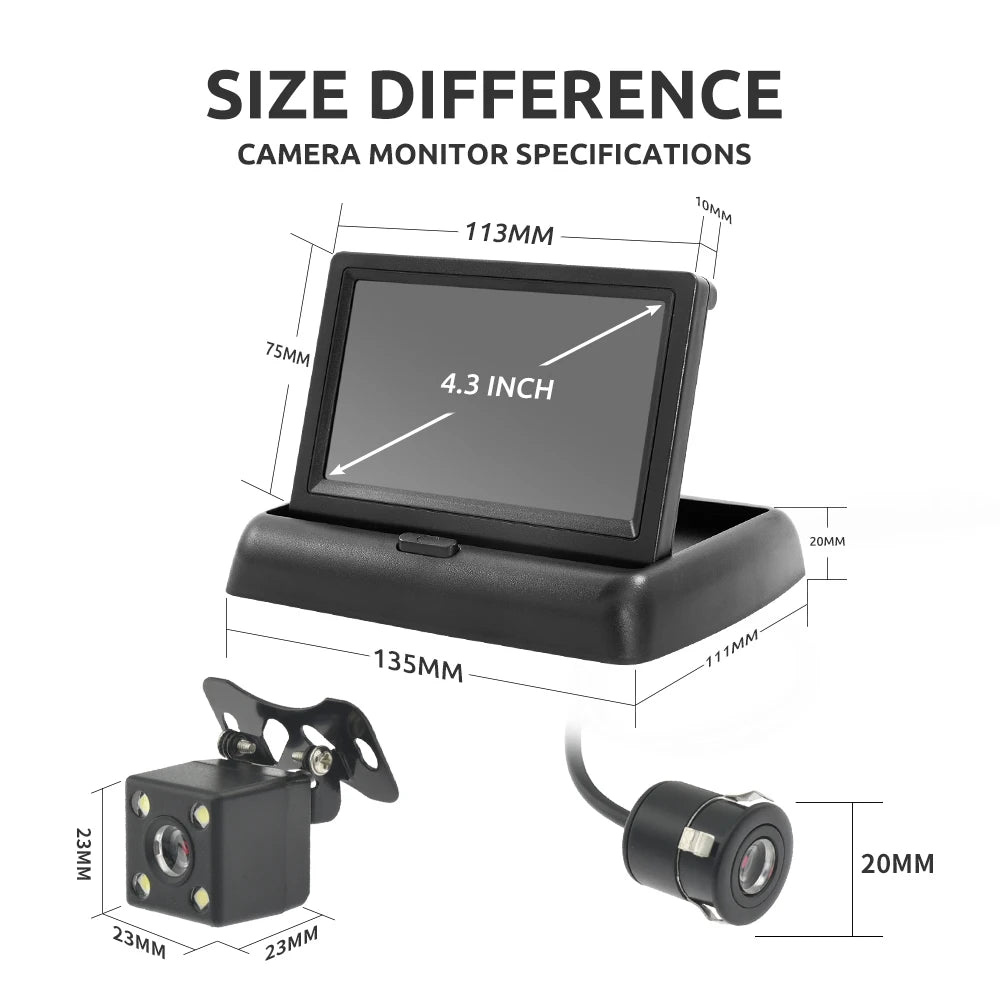 Car Monitor with Rear View Camera LED Backup for Vehicle Parking