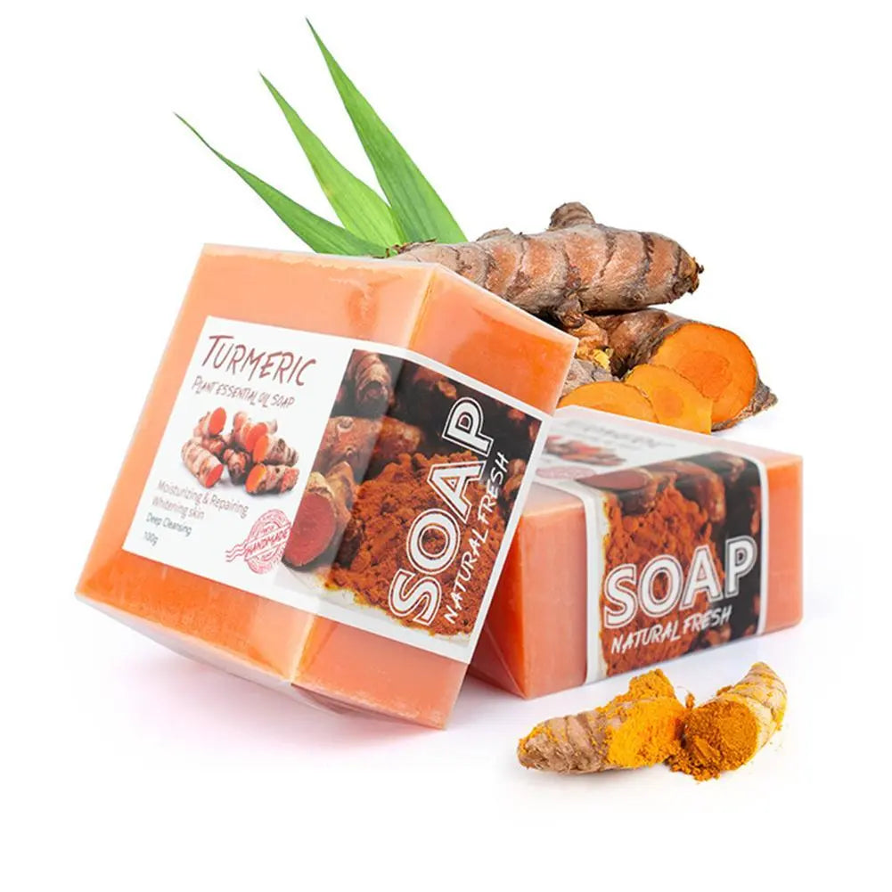 100g Turmeric Essential Oil Handmade Soap Face Wash Removal Acne Treatment