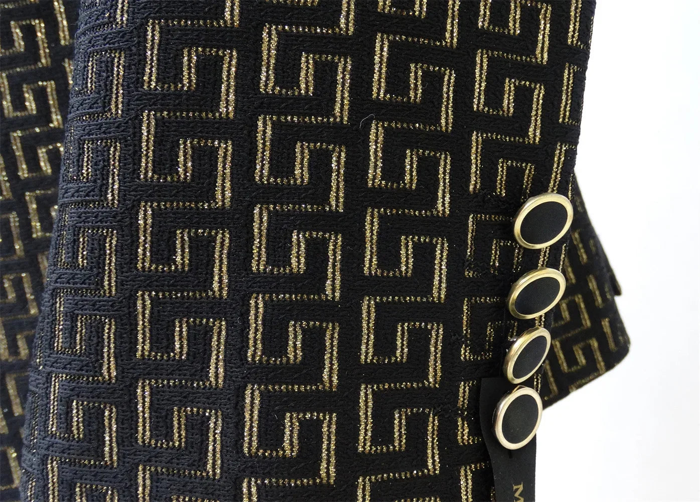 Black and White Men's Suit 3-piece Gold Palace Print Road Wedding