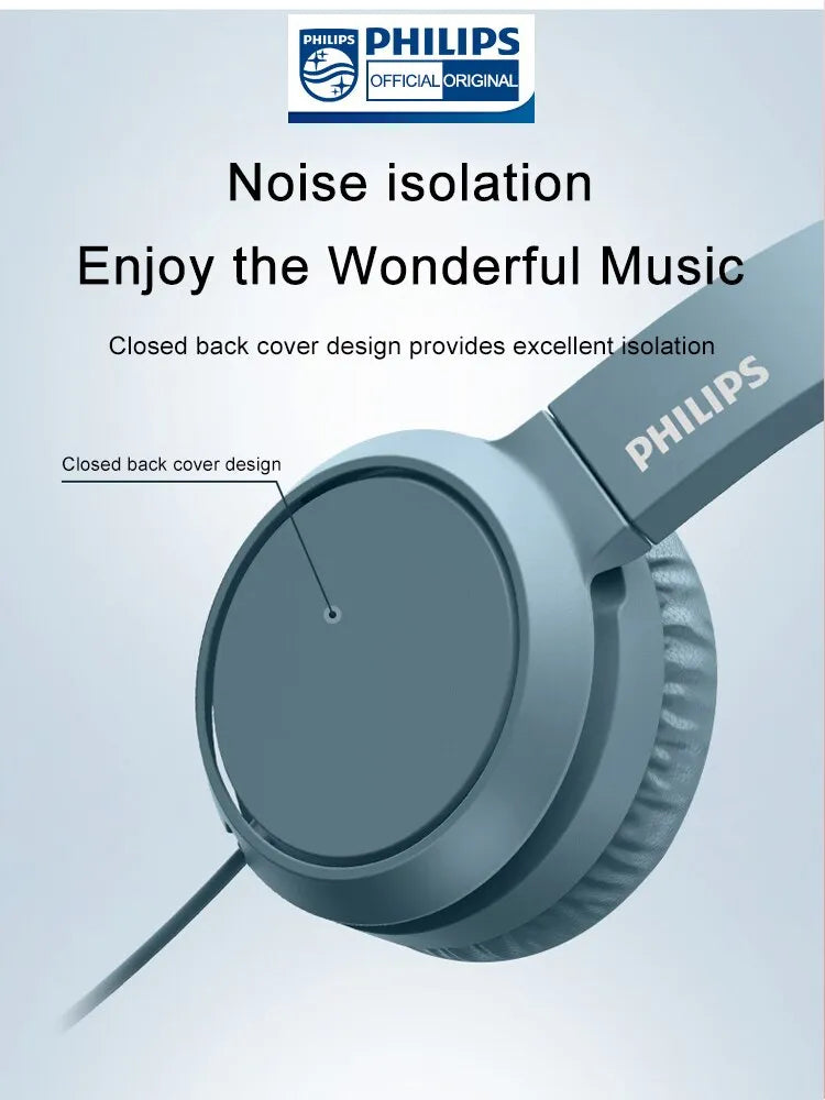 Original Philips TAH4105 Wired Headphones Mobile Phone Computer Wire Control Game Earphones with Dual HD Microphone Call Headset