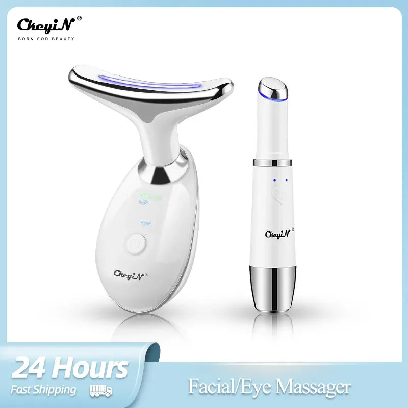 CkeyiN Neck Face Lifting Machine Face Massager Photon Therapy Eye Massage Tool Vibration Anti Wrinkle Double Chin Remover