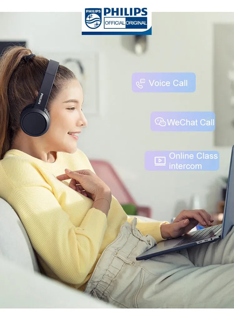 Original Philips TAH4105 Wired Headphones Mobile Phone Computer Wire Control Game Earphones with Dual HD Microphone Call Headset