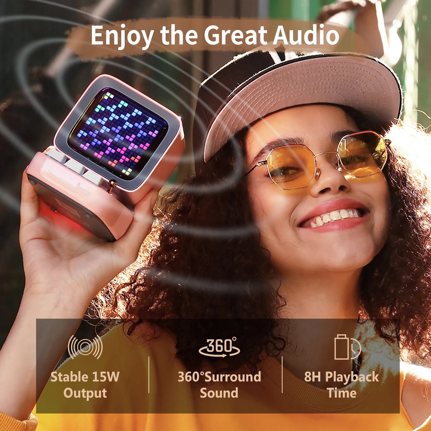 Divoom Ditoo-Pro Retro Pixel Art Bluetooth Portable Speaker Alarm Clock DIY LED Display Board,