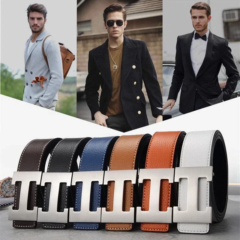 New Hot Selling Casual Men's Belt High Quality Designer Cowhide Belt Strap Men's Metal Smooth Button Fashion Versatile Pants