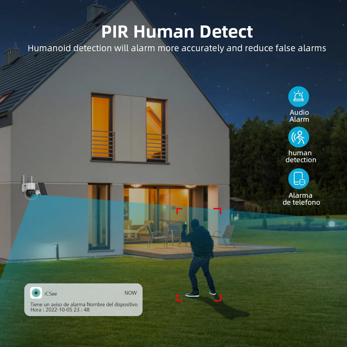 Solar Camera WIFI Outdoor HD Wireless Security CCTV Night Vision Human Detect PTZ Camera with Solar Panel