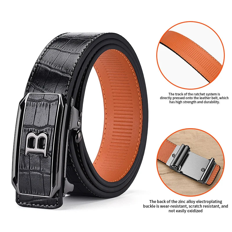 Belt for men Automatic genuine leather Belts man Luxury designer fashion Black Brown Golf work Trouser Belt male Gift