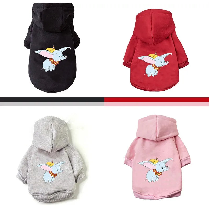 Disney Winter Autumn Dog Clothes Stitch Dumbo Cartoon Clothes for Dog Pet Clothes Hoodie Coat Chihuahua Bulldog Clothing Dogs