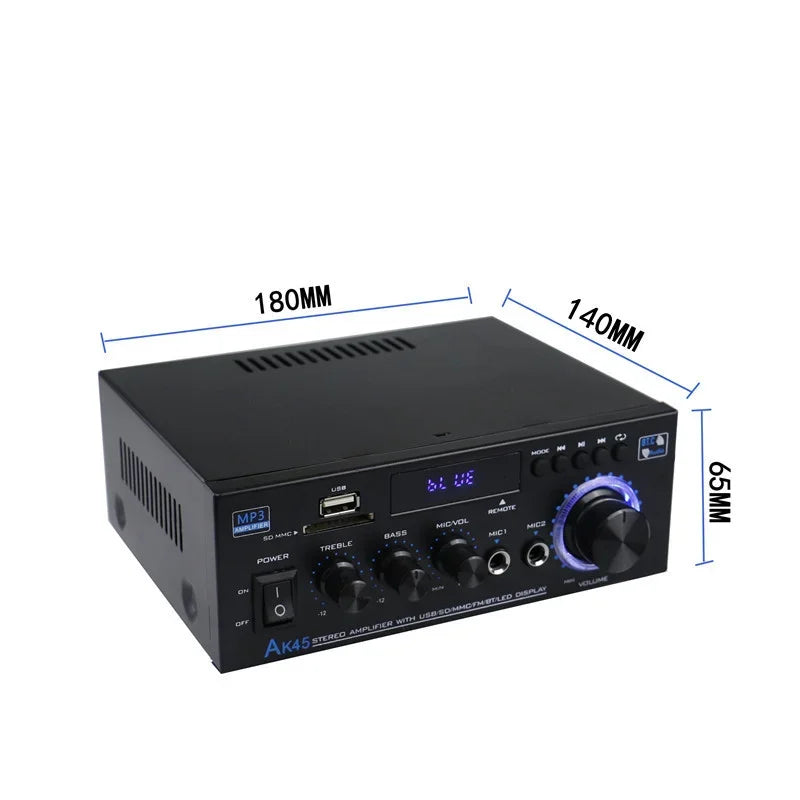 AK45 80W Home Digital Amplifiers Audio Bass Audio 2.0 Channe Power BT Amplifier Hifi FM Music
