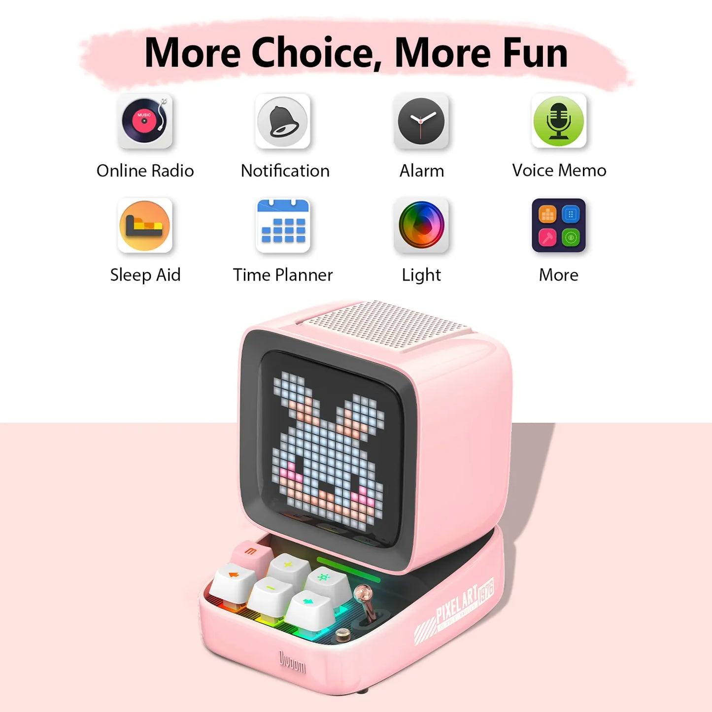 Divoom Ditoo-Pro Retro Pixel Art Bluetooth Portable Speaker Alarm Clock DIY LED Display Board,