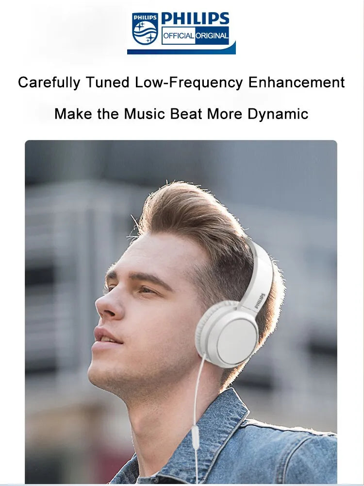 Original Philips TAH4105 Wired Headphones Mobile Phone Computer Wire Control Game Earphones with Dual HD Microphone Call Headset