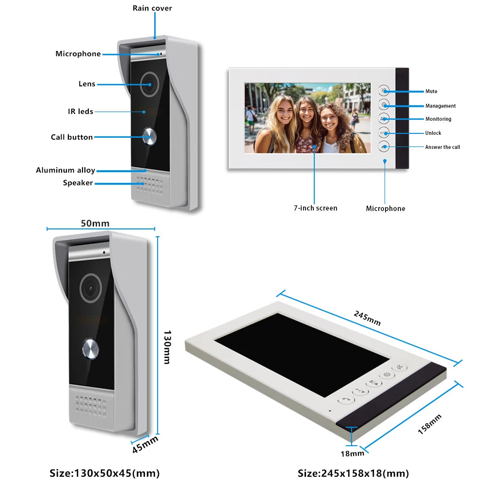 Video Intercom Telephone Apartment Home Surveillance Doorbell Camera