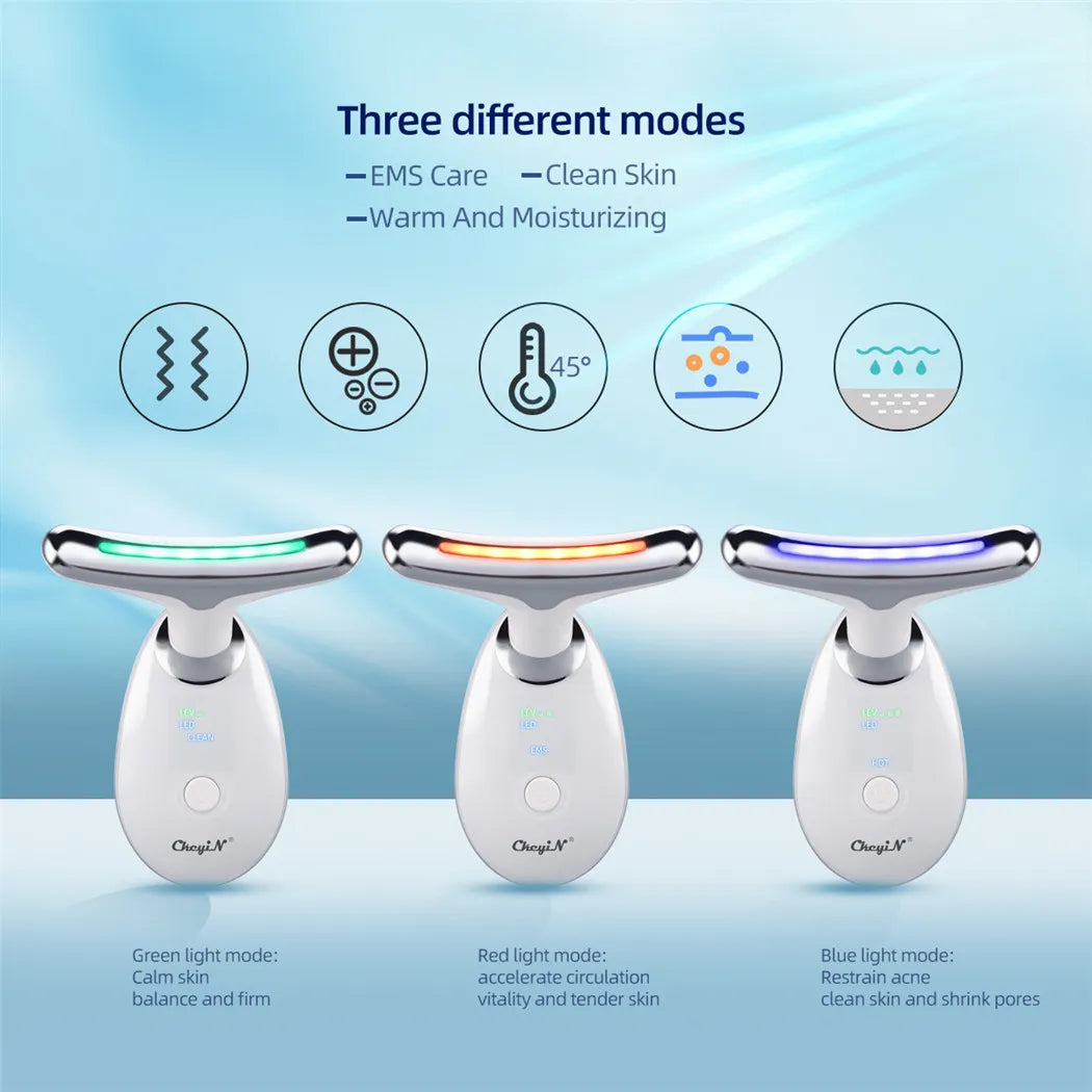 CkeyiN Neck Face Lifting Machine Face Massager Photon Therapy Eye Massage Tool Vibration Anti Wrinkle Double Chin Remover