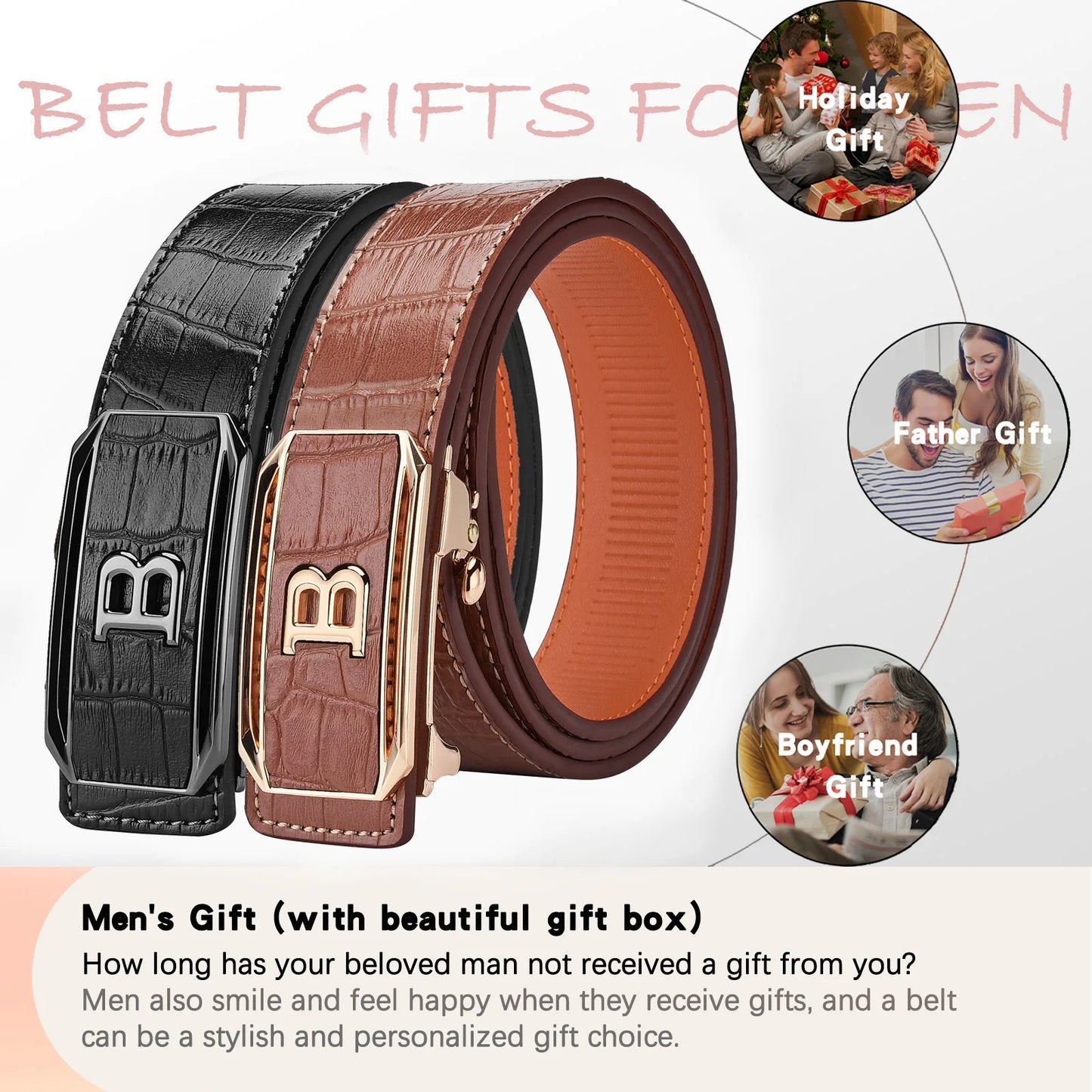Belt for men Automatic genuine leather Belts man Luxury designer fashion Black Brown Golf work Trouser Belt male Gift