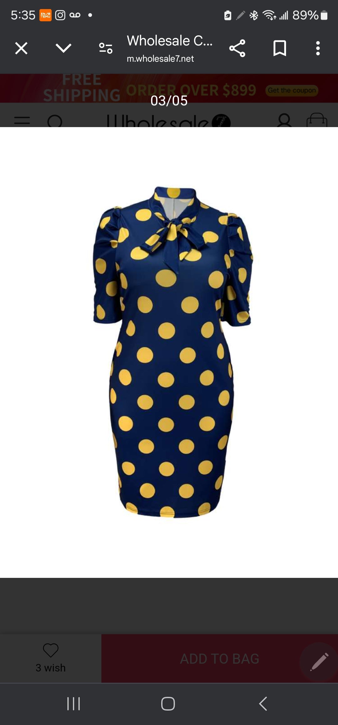 Colorblock Dots Ribbon Collar Split Hem Midi Dress