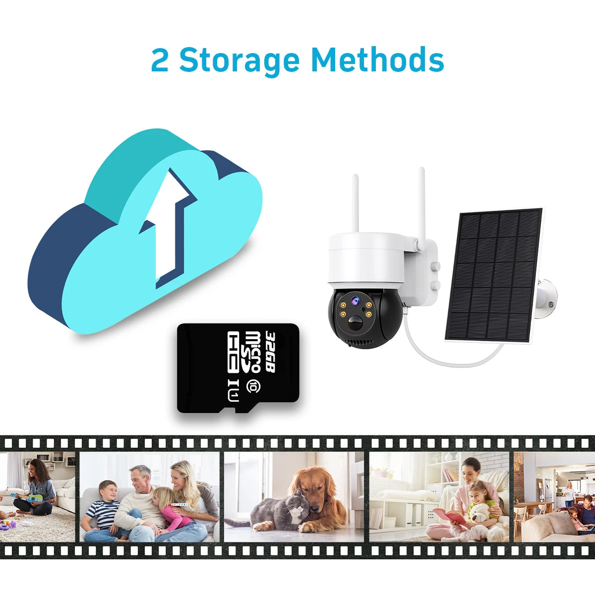 Solar Camera WIFI Outdoor HD Wireless Security CCTV Night Vision Human Detect PTZ Camera with Solar Panel