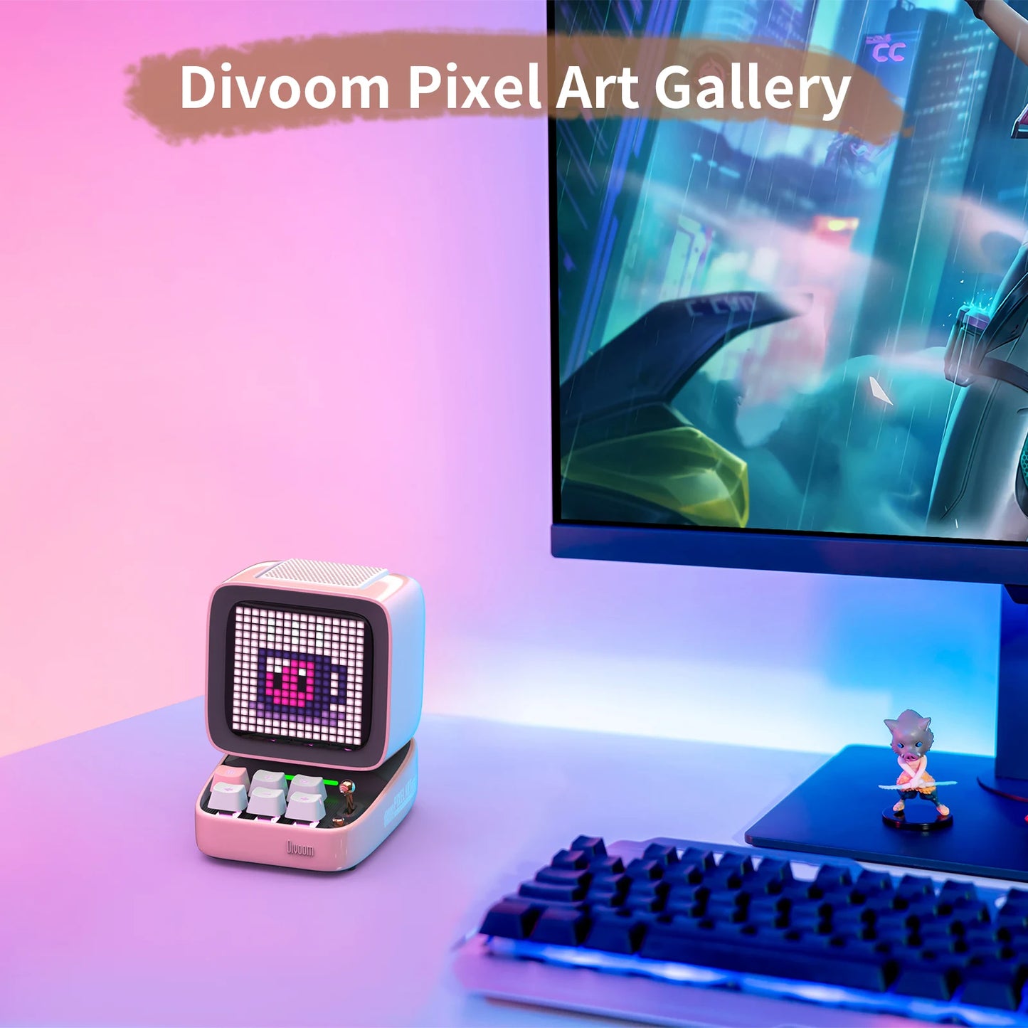 Divoom Ditoo-Pro Retro Pixel Art Bluetooth Portable Speaker Alarm Clock DIY LED Display Board,