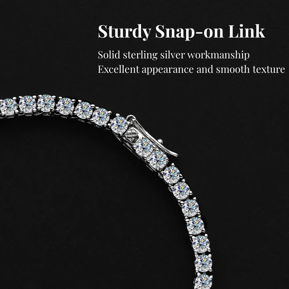 COSYA Full Moissanite Tennis Necklace For Women 925 Sterling Silver Plated 18k White Gold