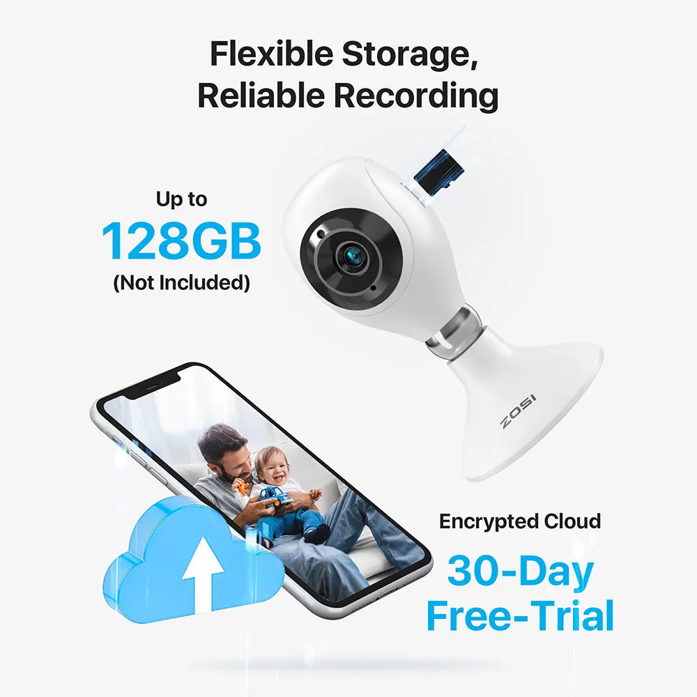 ZOSI 2K Indoor WiFi Home Security Camera with 2-Way Audio Cloud & SD Card Storage 3MP HD Smart Baby
