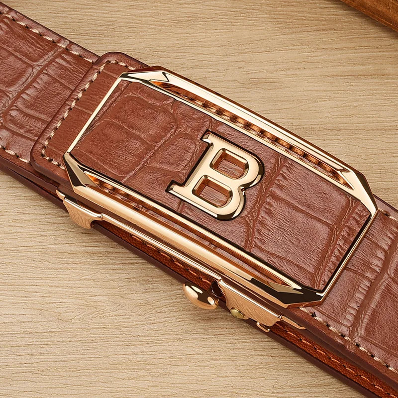 Belt for men Automatic genuine leather Belts man Luxury designer fashion Black Brown Golf work Trouser Belt male Gift
