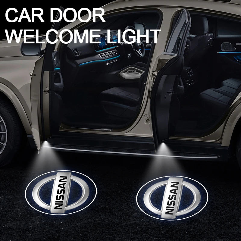 Car Door Welcome Laser Led Projector Logo Light Wireless Car Accessories For Nissan X-trail Qashqai Note Juke Sentra Patrol