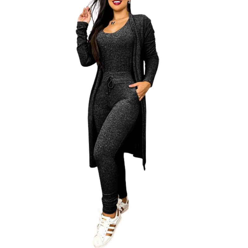 Women's Casual Jumpsuit And Cardigan Cover