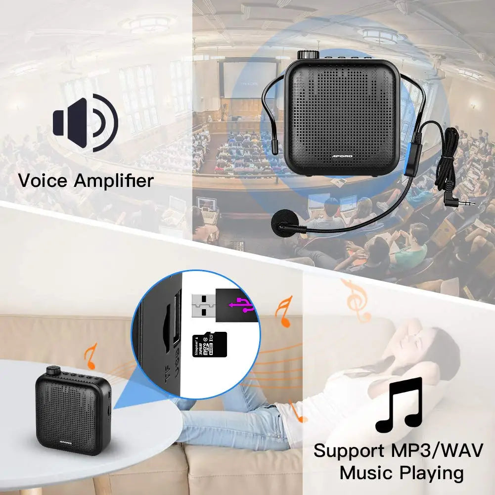 Portable Voice Amplifier Megaphone Mini Audio Speaker With Microphone Rechargeable