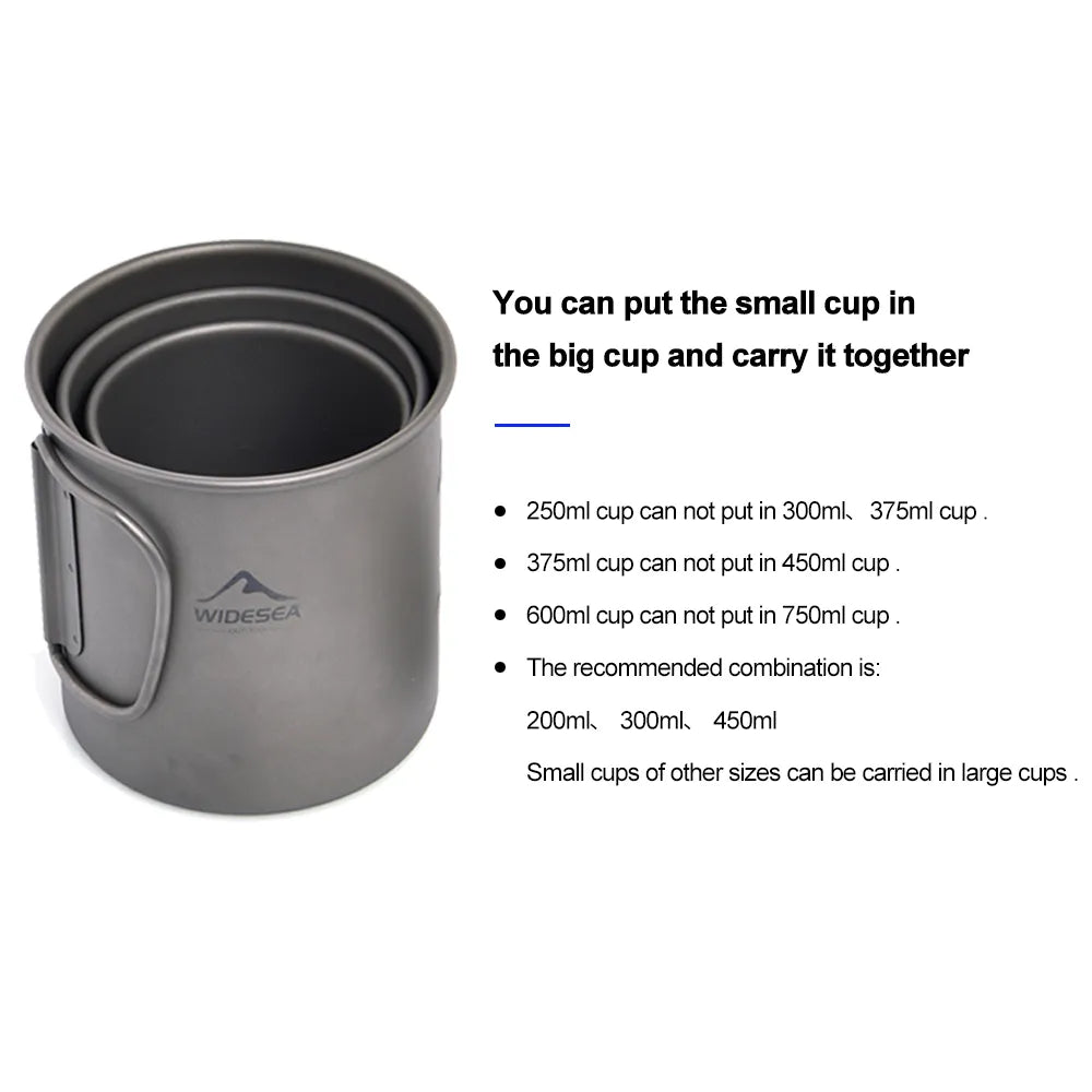 Widesea Camping Mug Titanium Cup Tourist Tableware Picnic Utensils