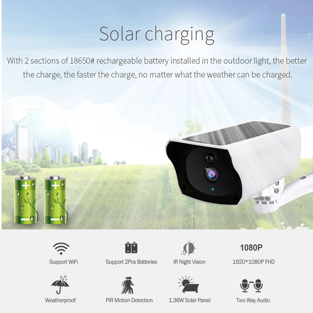 WIFI Wireless Solar Panel Battery Security Camera