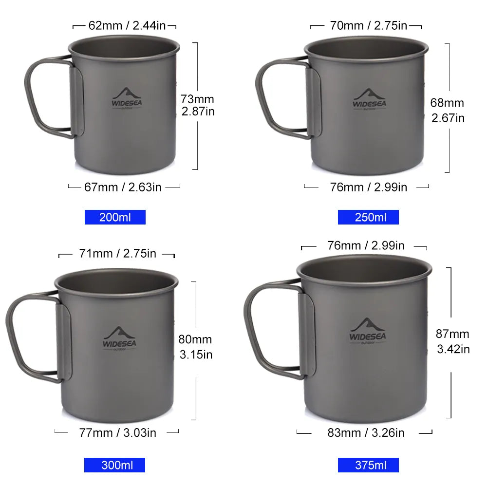 Widesea Camping Mug Titanium Cup Tourist Tableware Picnic Utensils