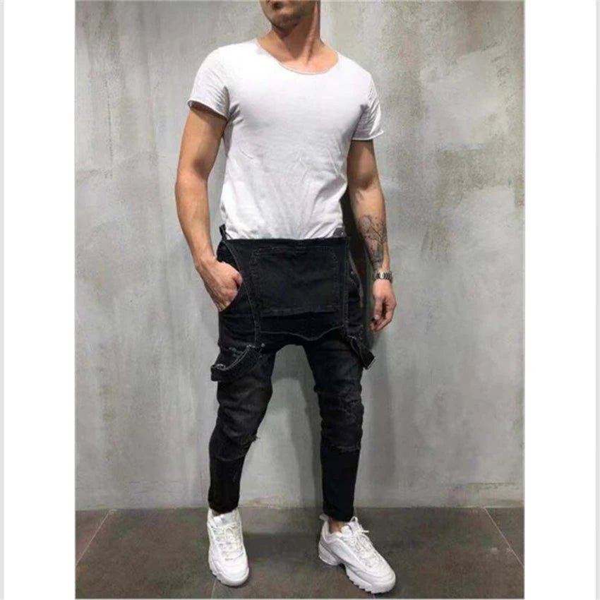 Men's Ripped Jeans Jumpsuits