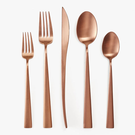 Cutipol | Duna Matte Copper Portugal Handmade Stainless Steel Knife, Fork and Spoon Dessert Dinner Tableware - Duna Matte Copper