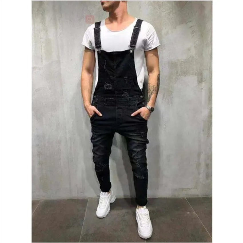 Men's Ripped Jeans Jumpsuits