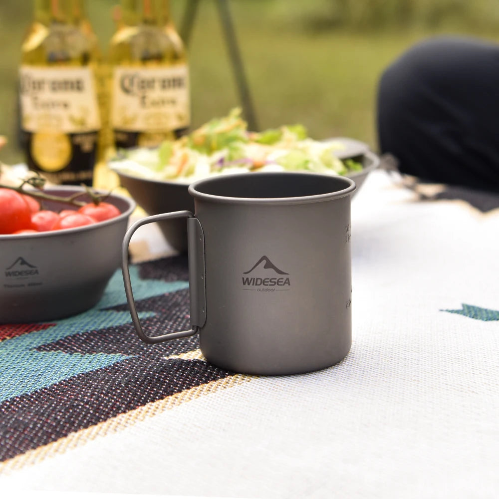 Widesea Camping Mug Titanium Cup Tourist Tableware Picnic Utensils