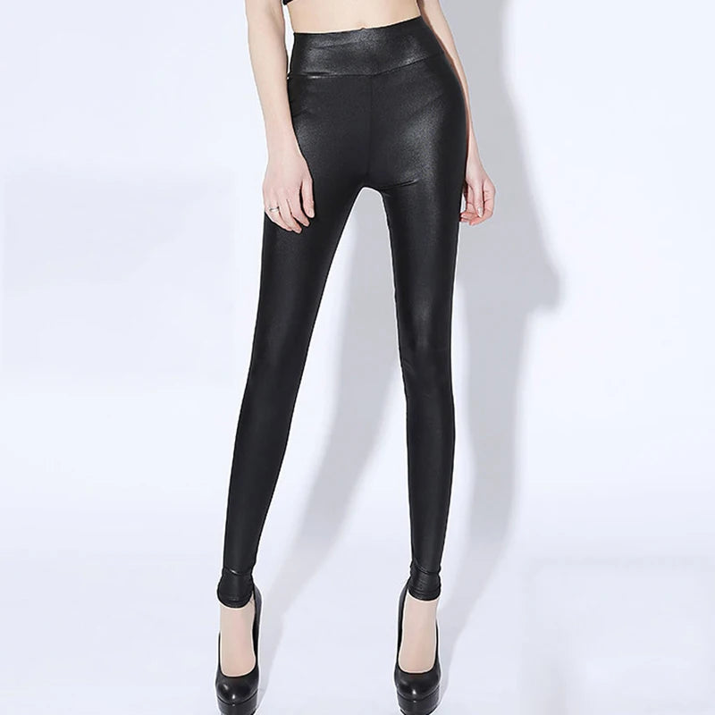 Faux Leather PU Pants Plus Size XL-5XL High Waist Pencil Pant Women Trousers Casual Sexy Skinny Elastic Stretch Pencil Pants