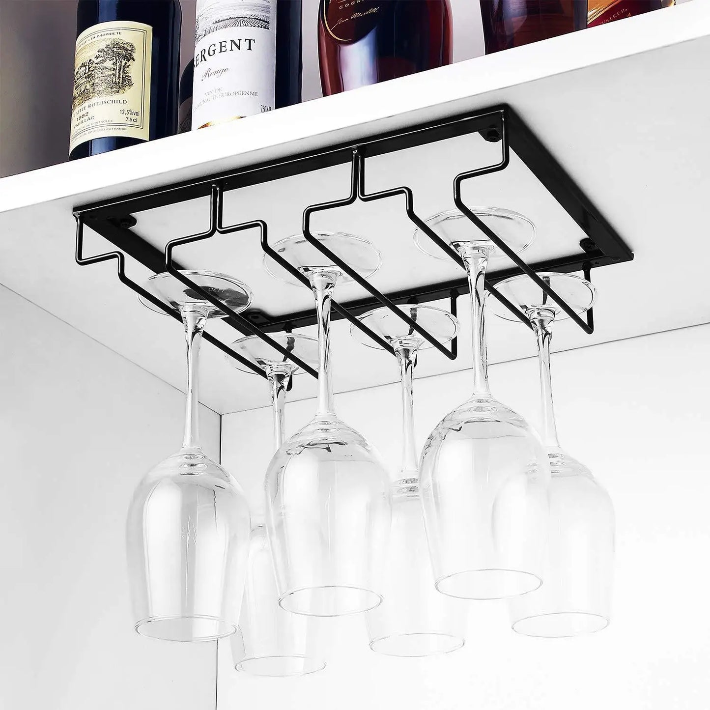 Wall Mount Wine Glass Holder Goblet Hanging Rack Stemware Storage Organizer Wine Glass Rack Home Kitchen Bar Accessories