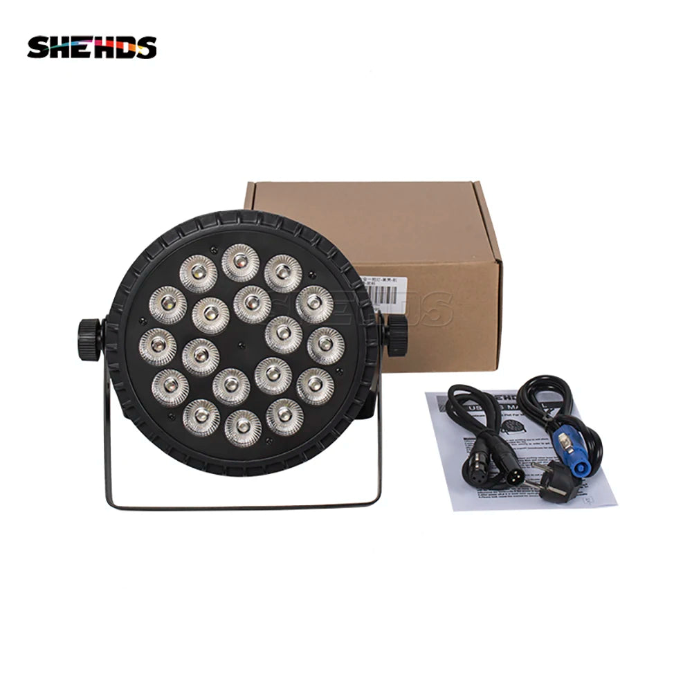 SHEHDS 8PCS Aluminum Alloy LED Flat Par 18x12W RGBW/18x18W RGBWA+UV LED Lighting DMX512 Disco Professional Stage DJ Equipment