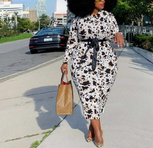 Leopard Zebra Print Bodycon Maxi Dress