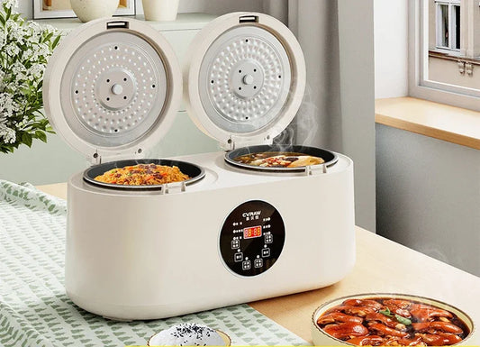 Mini Rice Cooker, New Intelligent Double Gallbladder and Double Pot, Multi Functional Simultaneous Cooking of Rice and Soup